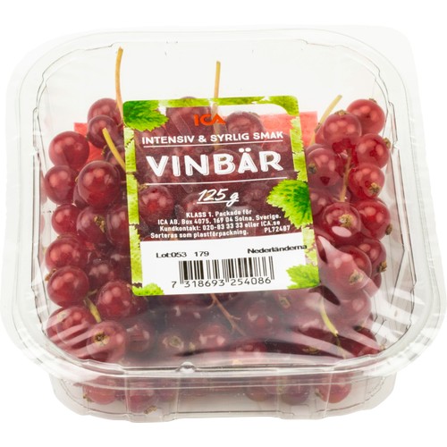 Röda vinbär 125g Klass 1 ICA