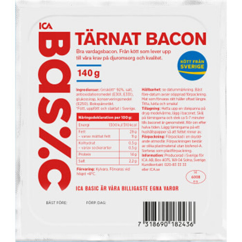 Bacon Tärnad 140g ICA Basic