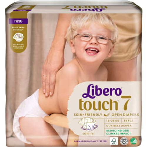 Blöjor Touch Strl 7 16-26kg Miljömärkt 34-p Libero