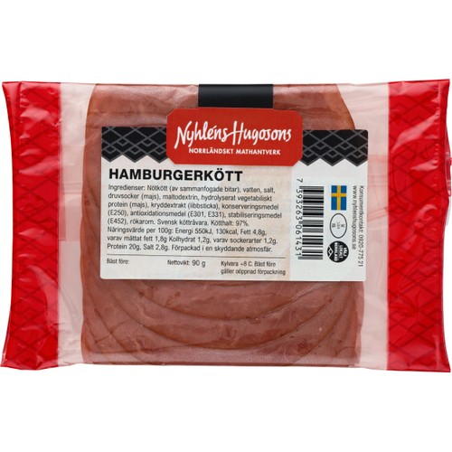 Hamburgerkött 90g Nyhléns Hugosons