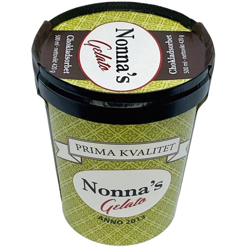 Chokladsorbet Cioccolato Fondente 500ml Nonnas Gelato