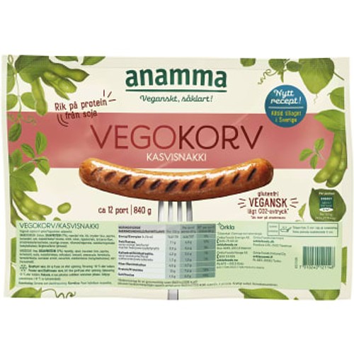 Vegokorv Glutenfri Fryst 840g Anamma