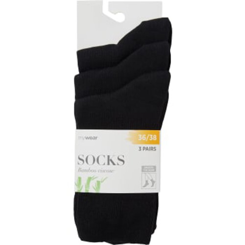 Socka ROM ribb 3p svart 36/38 mywear