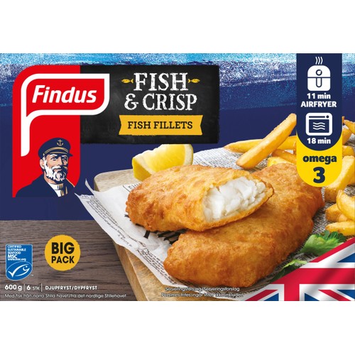 Fish & crisp fish fillets 6-p 600g Findus