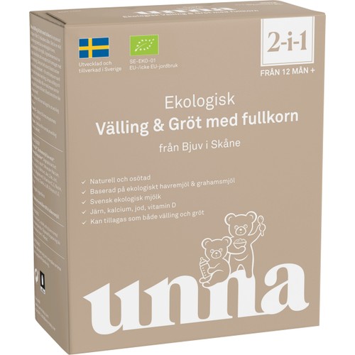 Vällling & gröt med fullkorn eko 2in1 1år 300g Unna