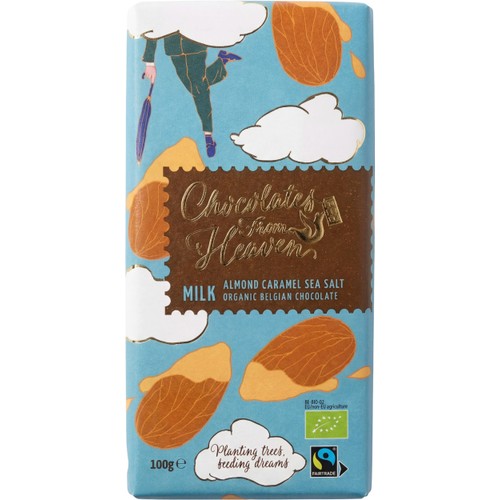 Mjölkchoklad Almond Caramel Sea Salt Eko 100g Chocolates From Heaven