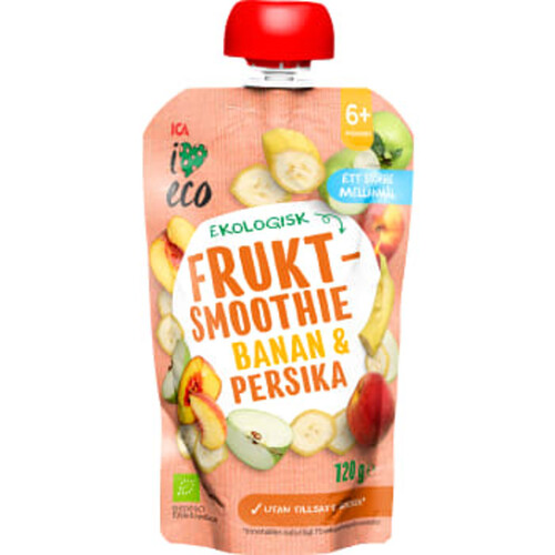 Fruktsmoothie Banan & Persika 6mån 120g ICA I love eco