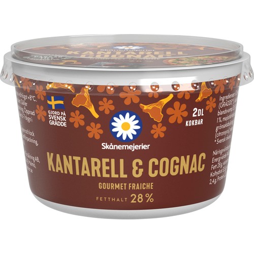 Crème fraiche Gourmet Kantarell & cognac 28% 2dl Skånemejerier