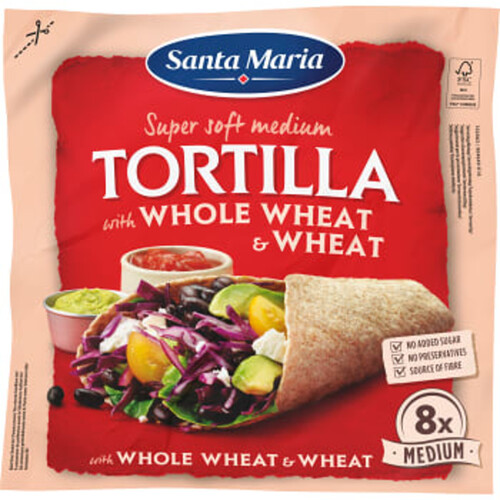 Tortilla Whole Wheat 8-p 320g Santa Maria