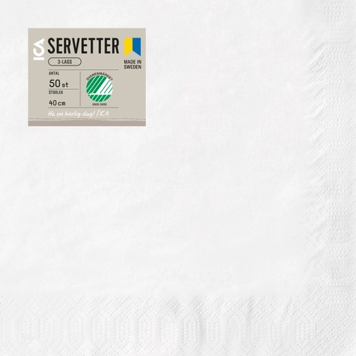 Servett 40cm Vit 50-p ICA