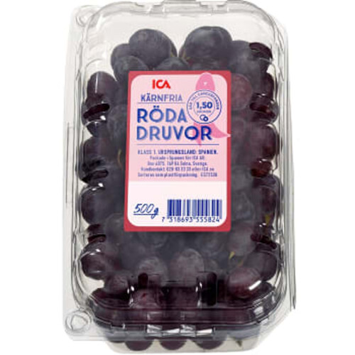 Druvor Crimson Röda kärnfria 500g Klass 1 ICA