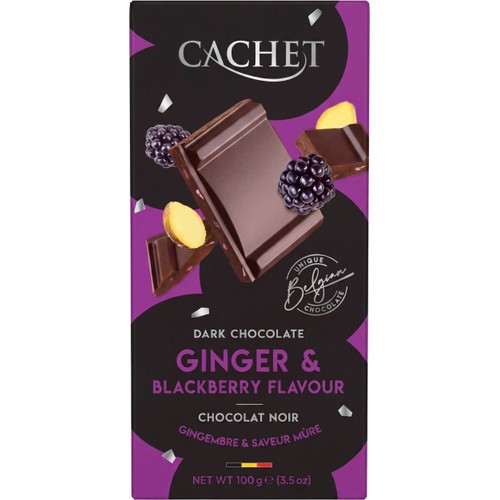 Mörk Choklad Med Ingefära & Björnbärssmak 100g Cachet