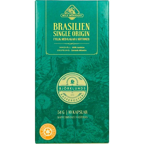 Kaffekapslar Brasilien Single Origin 54g Björklunds Kafferosteri