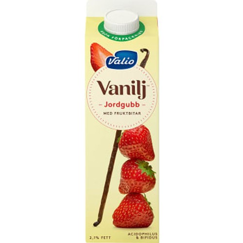 Vaniljyoghurt Jordgubb 2,1% 1000g Valio