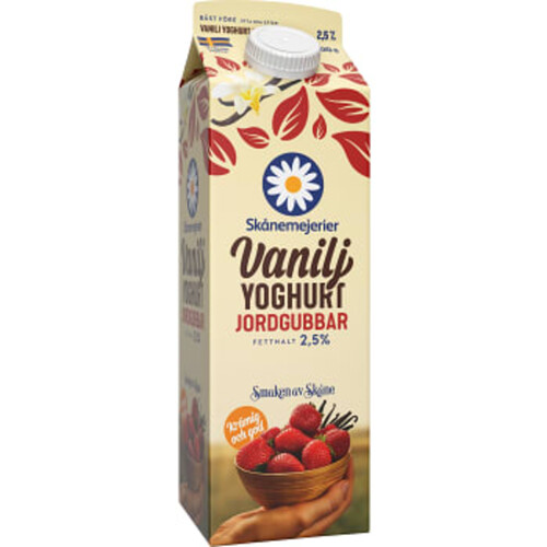 Vaniljyoghurt Jordgubb 2,5% 1000g Skånemejerier
