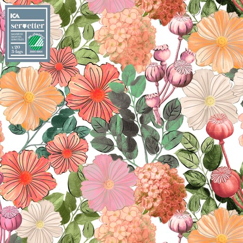 Servett Fleur 33cm 20-p ICA