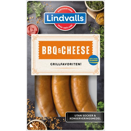 Kryddkorv BBQ Cheese Riktig Korv 70% Kötthalt 270g Lindvalls
