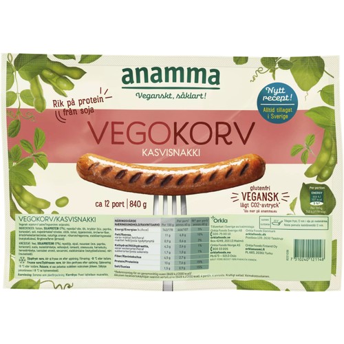 Vegokorv Glutenfri Fryst 840g Anamma