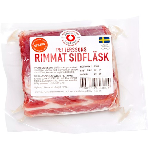 Sidfläsk rimmat ca 360g Petterssons Charkuteri