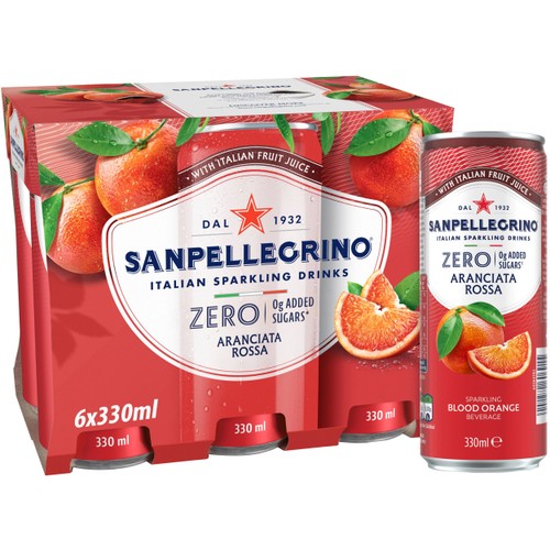 Läsk Aranciata Rossa zero 6-p 33cl San Pellegrino