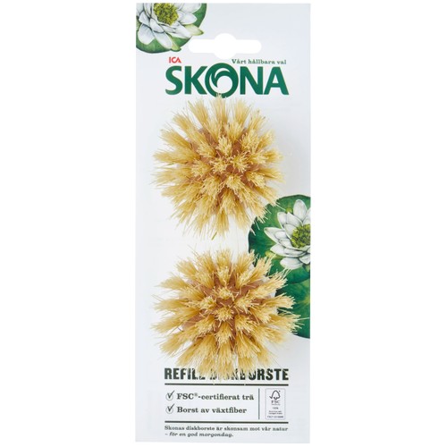 Refill till diskborste i trä 2-p ICA Skona