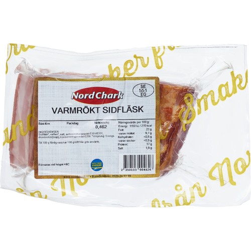 Varmrökt sidfläsk ca 300g Nordchark