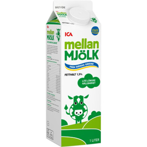 Mellanmjölk Lång hållbarhet 1,5% 1l ICA