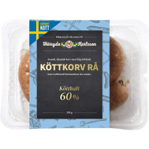 Köttkorv Rå 60% Kötthalt 350g Härryda Karlsson