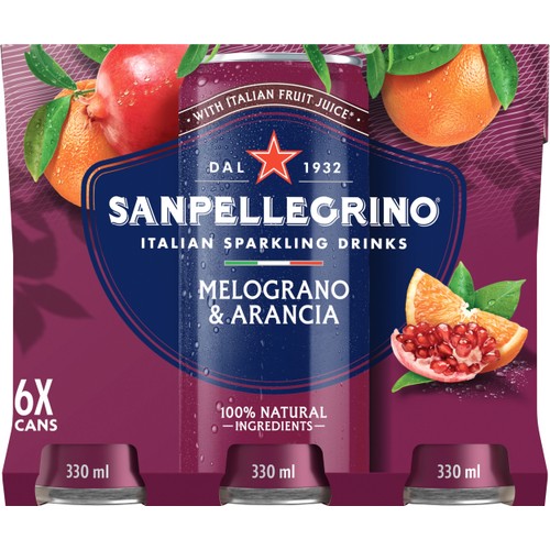 Läsk Melograno/Arancia 6-p 33cl San Pellegrino