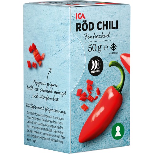 Röd chili hackad Fryst 50g ICA