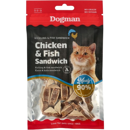 Kattsnacks Chicken & Fish Sandwich 30g Dogman