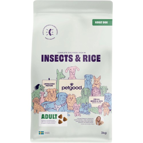 Hundmat Torrfoder Insects & Rice 3kg Petgood