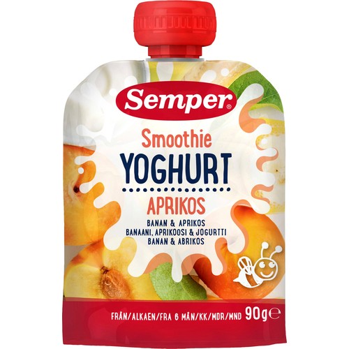Smoothie yoghurt Banan & aprikos Från 6m 90g Semper