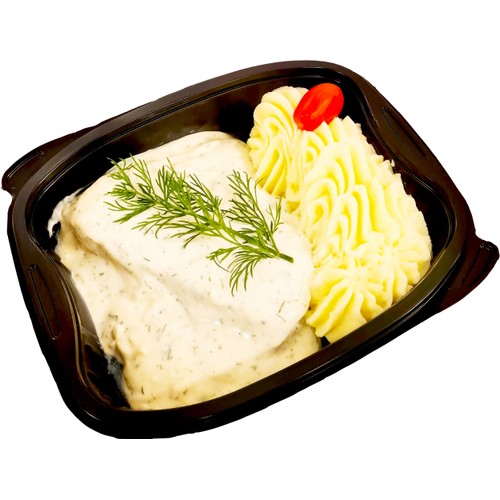 Fiskfilé Ångad Med Potatismos & Dillsås 450g Jätten Cater