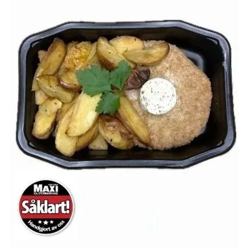 Kycklingschnitzel Med Klyftpotatis & Citronsmör