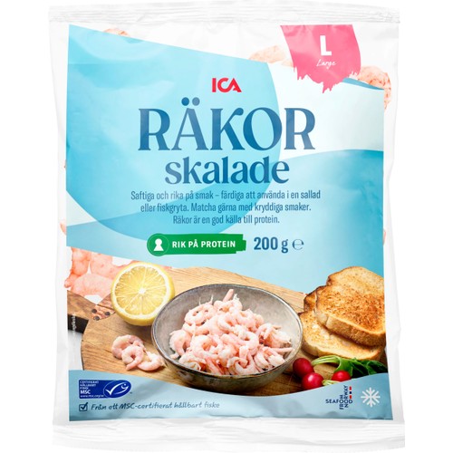 Räkor stora skalade Frysta 200g ICA