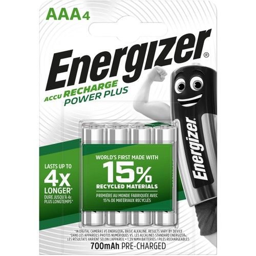Batteri AAA Laddbart 4-p Energizer Power Plus