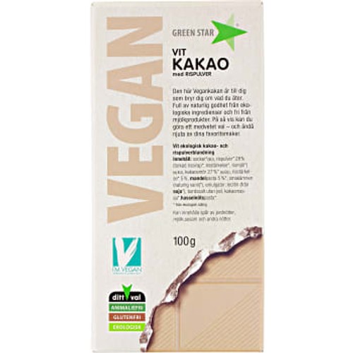 Choklad vit vegan Ekologisk 100g Greenstar
