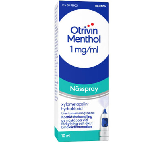 Nässpray Menthol 1mg/ml 10ml Otrivin