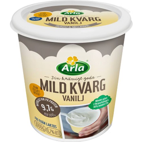 Kvarg mild Vanilj Laktosfri 0,2% 1000g Arla