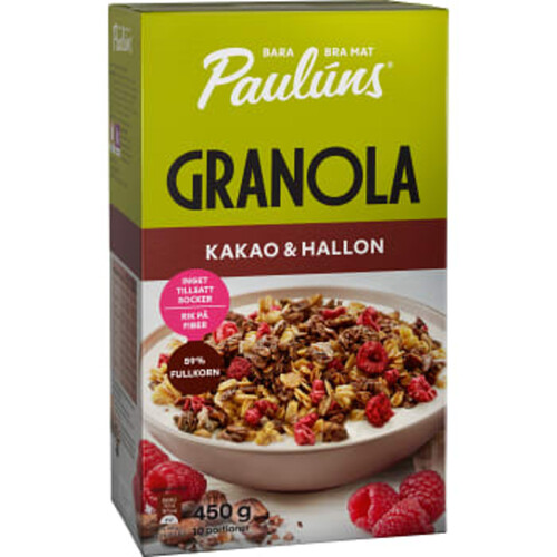 Granola Kakao & hallon 450g Pauluns