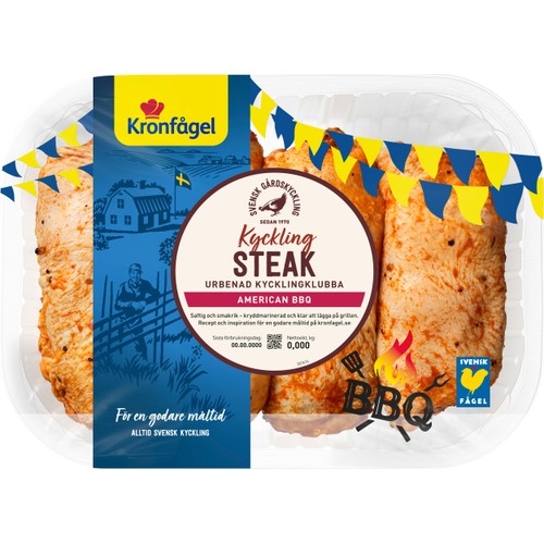 KycklingSteak urbenad kycklingklubba BBQ American ca 850g Kronfågel
