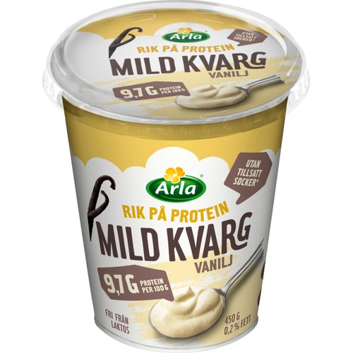 Kvarg Mild Vanilj Laktosfri 0.2% 450g Arla®