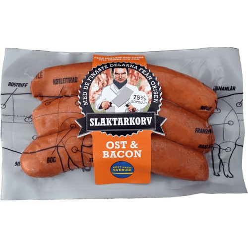 Filékorv Ost och Bacon Kötthalt 75% 255g Slaktarkorv