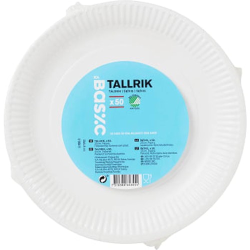 Engångstallrik 23cm 50-p ICA Basic