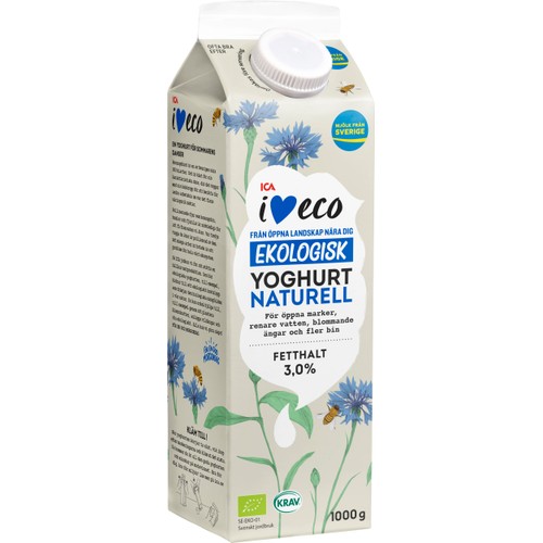 Yoghurt Naturell 3% 1000g ICA I love eco