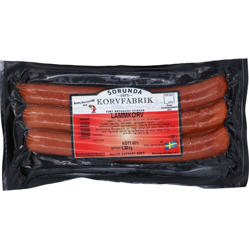 Lammkorv 80% Kötthalt 300g Sorunda Korvfabrik
