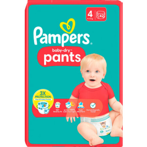 Byxblöjor Baby Dry Pants Strl 4 9-15kg 42-p Pampers
