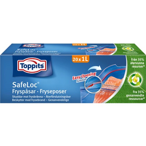 Fryspåsar med dubbelförslutning 1l 20st Toppits