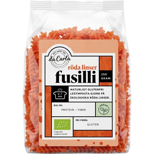 Fusilli Av Röda Linser Eko 250g da Carla